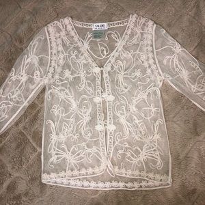 Embroidered Lace/Sheer Cardigan